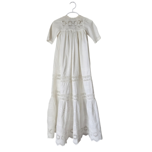 Victorian Era Hand Embroidered Floral Christening‎ Gown Heirloom Cottagecore